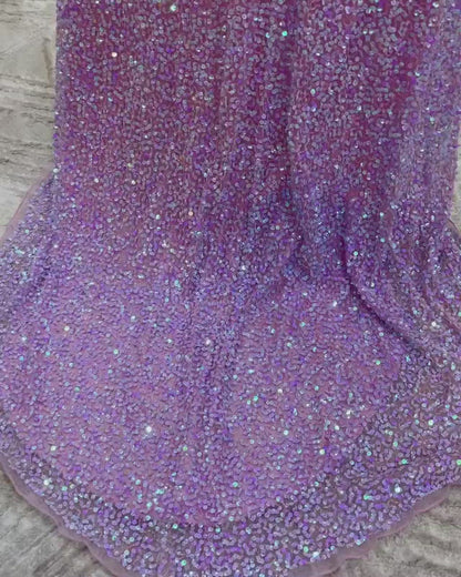 Sexy V-Neck Beads High Split Sparkly Prom Dress with Slit QP2780