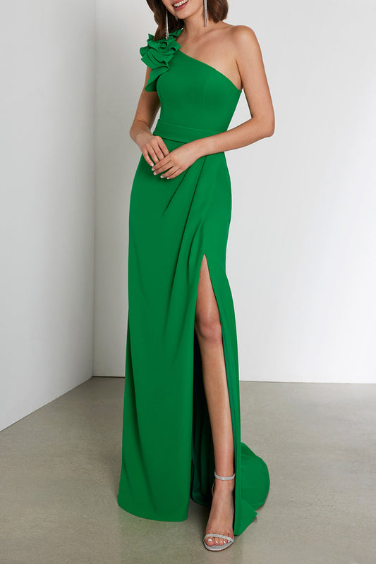 Chic & Modern One Shoulder Fitted With Side Slit Cocktail Dress QM3332