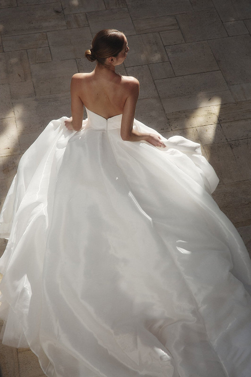 A Line Sweetheart High Split Rustic Wedding Dress QW2370