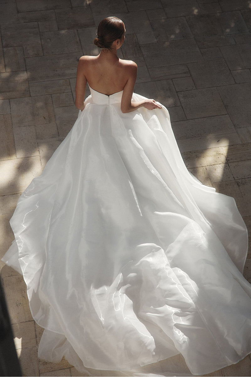A Line Sweetheart High Split Rustic Wedding Dress QW2370