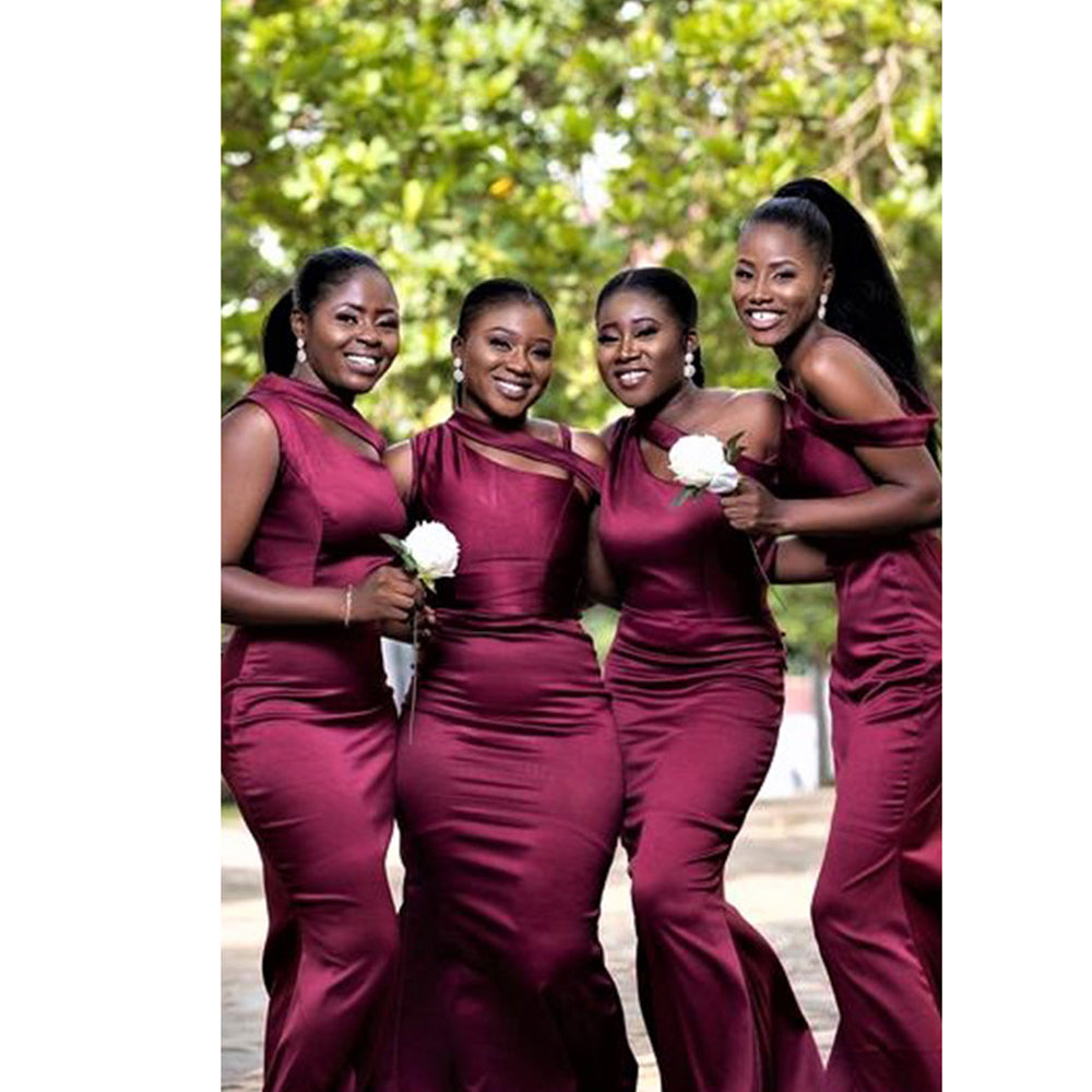 Burgundy mermaid top bridesmaid dresses