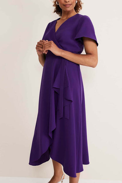 Sexy V Neck Short Sleeves Chiffon Plus Size Mother of the Bride Dress QM3192