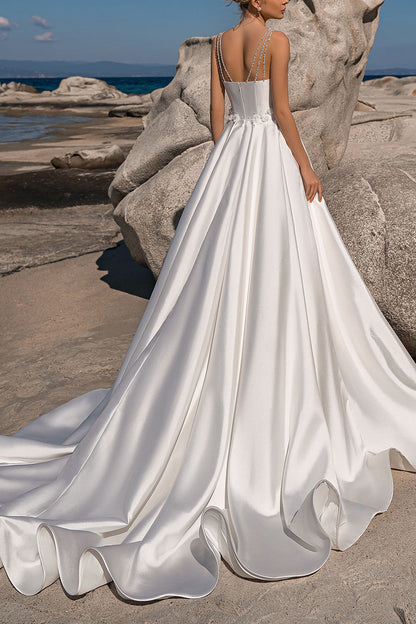 Ball Gown Sweetheart 3D Appliques Satin Wedding Dress QW2199