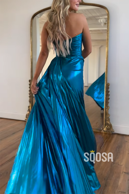 Sweetheart  Sleeveless  A-Line With Side Slit Party Prom Evening Dress QP3376