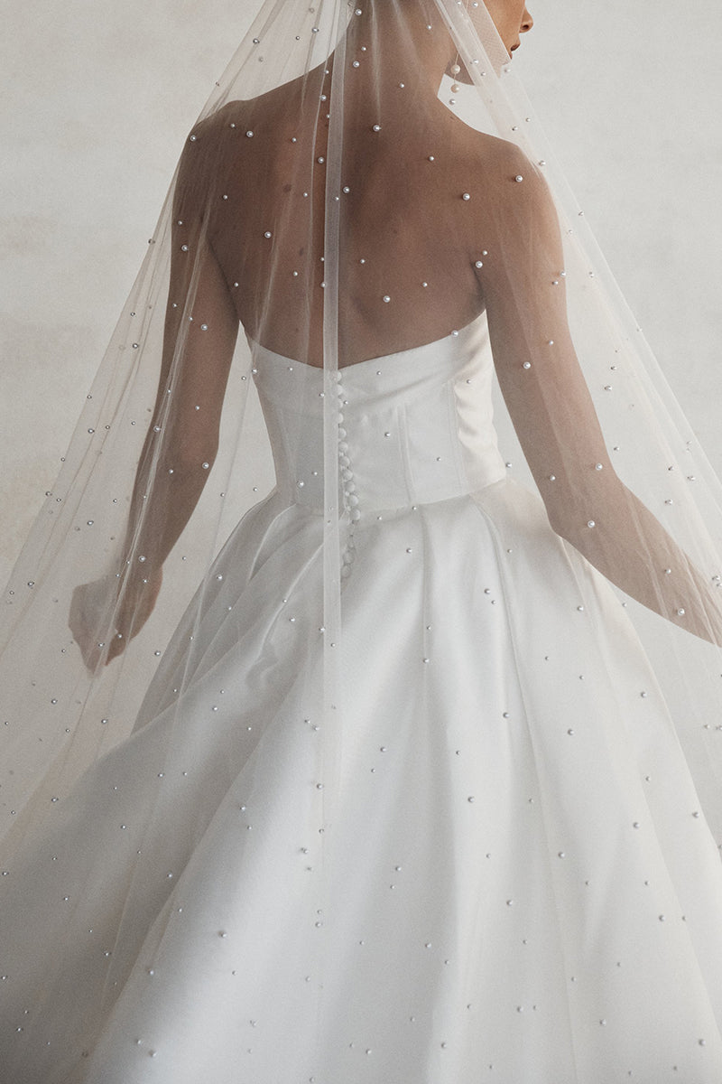 A line V Neck Side Slit Satin Simple Wedding Dress Bridal Gown QW0902