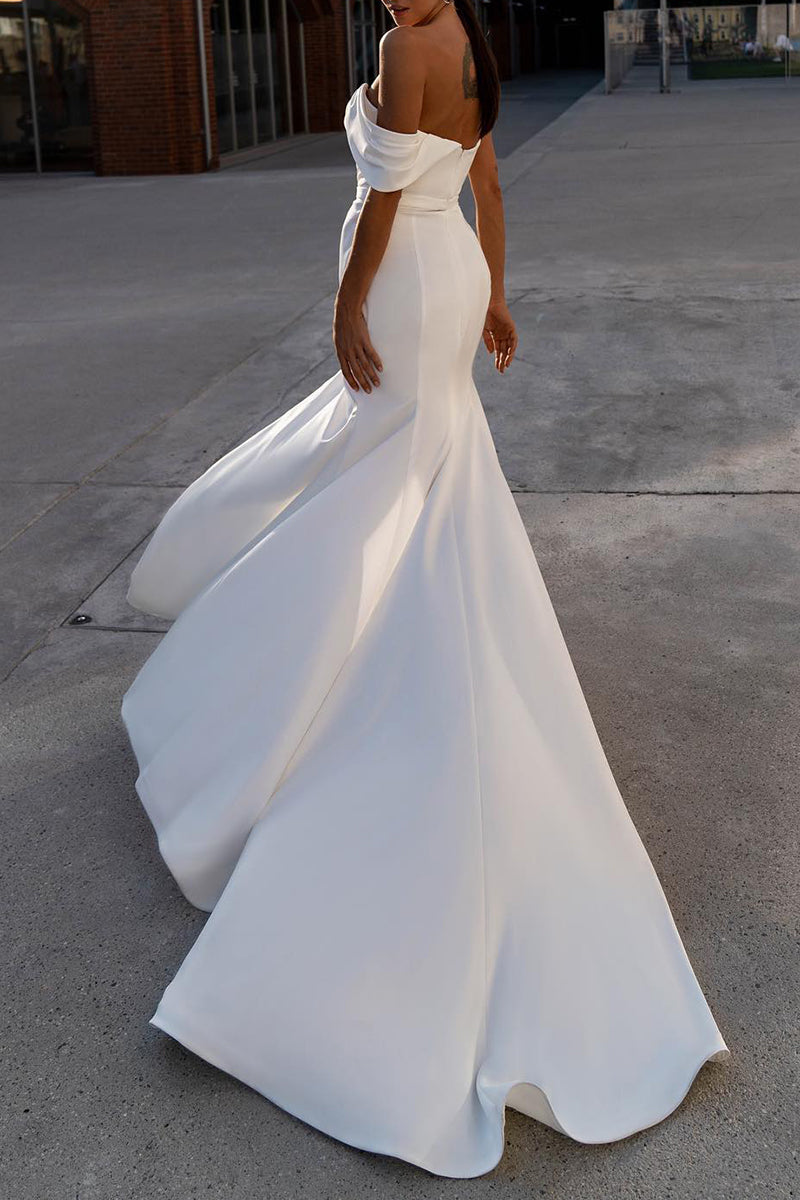 Mermaid/Trumpet Sweetheart Wedding Dress Side Slit Rustic Bridal Gowns QW2652