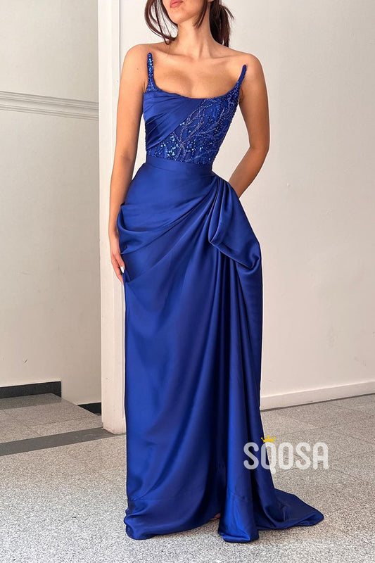 Satin Fitted Strapless Empire Ruched appliques Party Prom Evening Dress QP3240