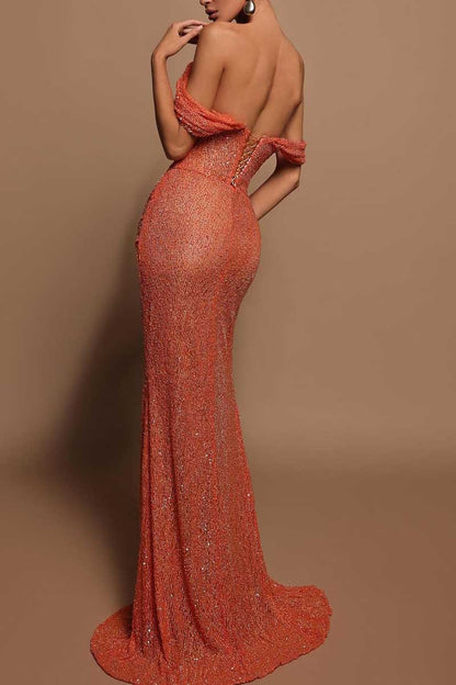 Spaghetti Straps Beads Lace Mermaid Formal Prom Dress QP3261