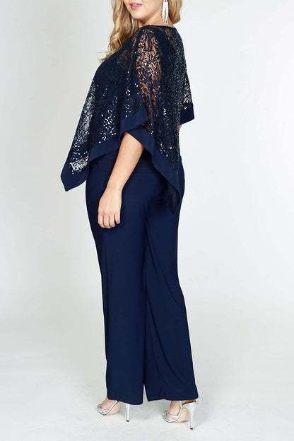 Elegant Pantsuit/Jumpsuit Plus Size Mother of the Bride Dress with Shawl QM3164