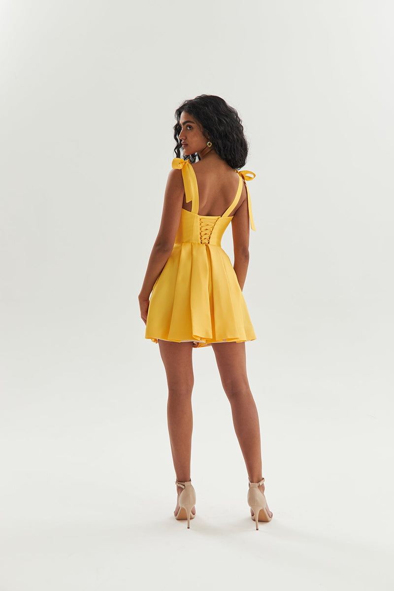 A Line Scoop Satin Short Homecoming Dress with Pockets QH2517
