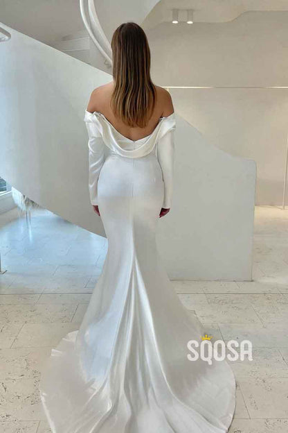 Unique Strapless Long Sleeves Elegan Mermaid Wedding Dress QW2527