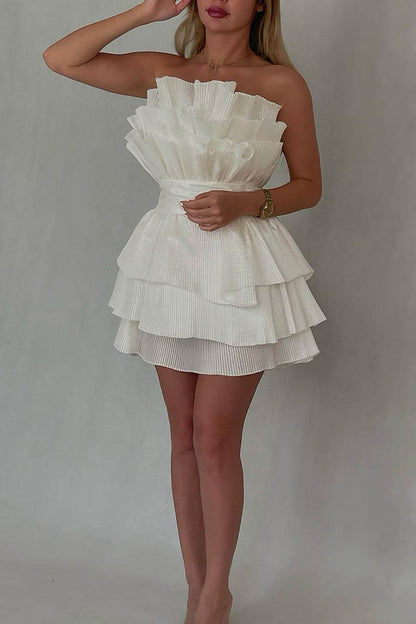 A line Strapless Tiered Short Homecoming Dress Party Gown QH2478