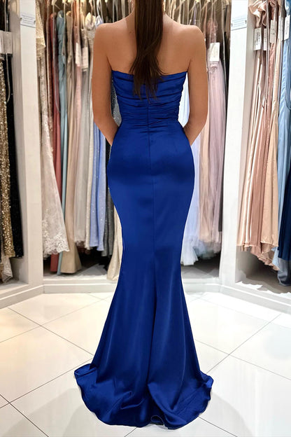 Sheath Sweethear Pleated Side Slit Long Formal Evening Gown QP1040