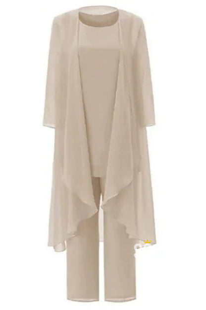 Pantsuit / Jumpsuit Mother of the Bride Dress Plus Size Elegant Bateau Neck Floor Length QM3092