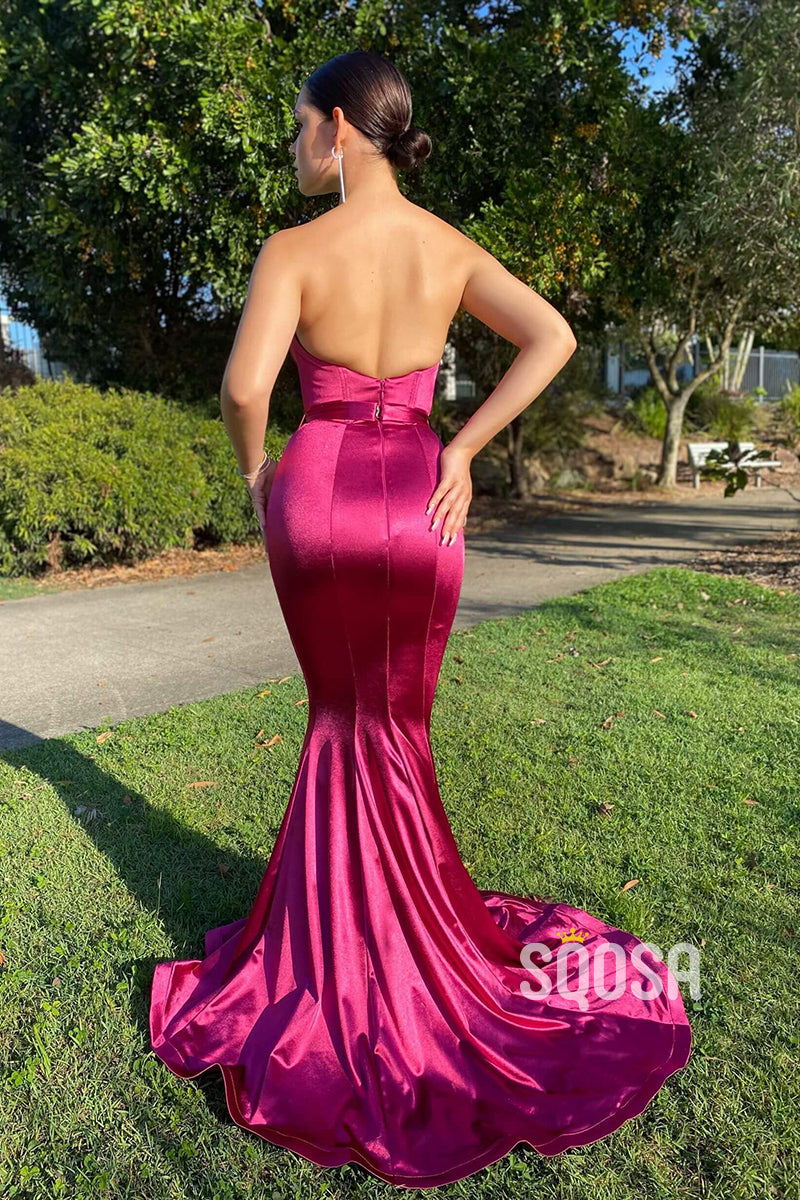 Sweetheart Elastic Satin Mermaid Prom Dress Long QP2487|SQOSA