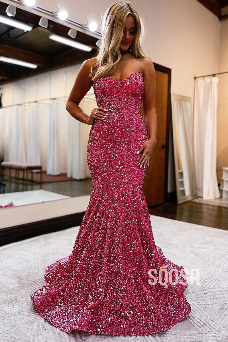 Sweetheart Sequins Mermaid Prom Dress Glitter QP2646|SQOSA