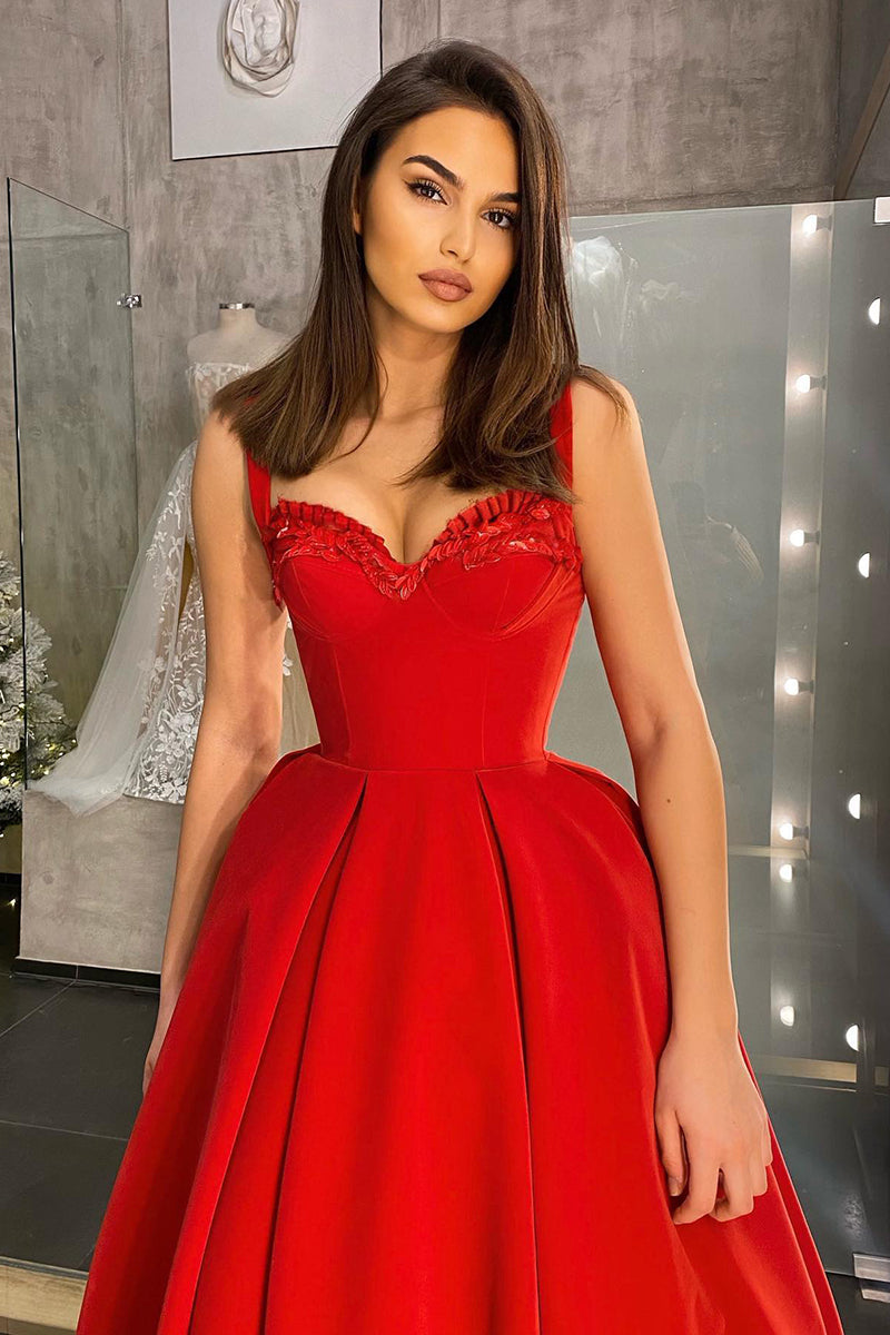Spaghetti Straps Red Vintage Homecoming Dress Prom Gown QS2122