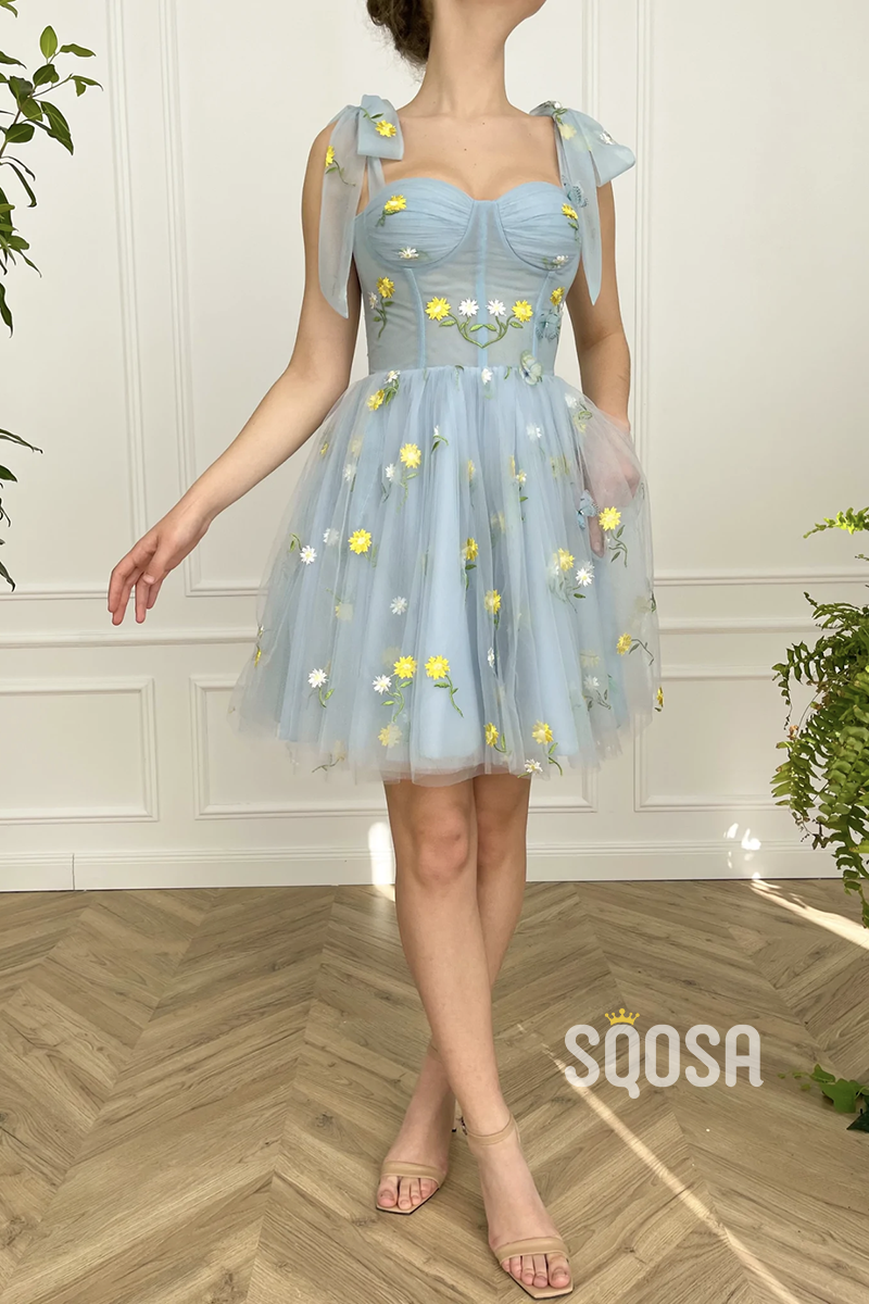 Spaghetti Straps Lace Short Homecoming Dress QS2282