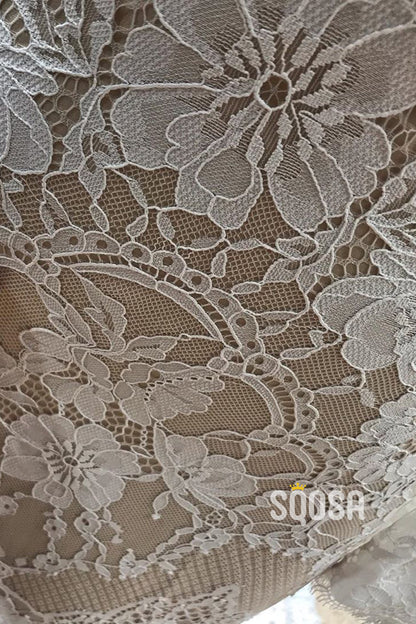 Sexy Deep V-neck Long Sleeves Lace Mermaid Wedding Dress QW2443|SQOSA