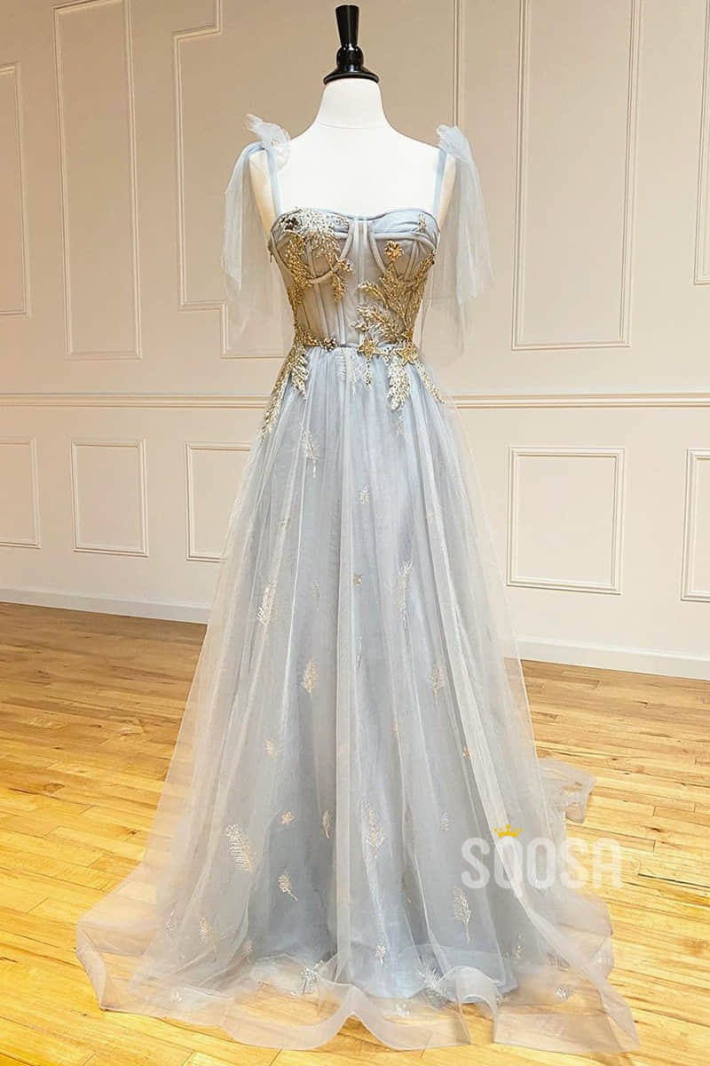 A-Line Sweetheart Chic Embroidery Appliques Long Prom Dress QP2110|SQOSA