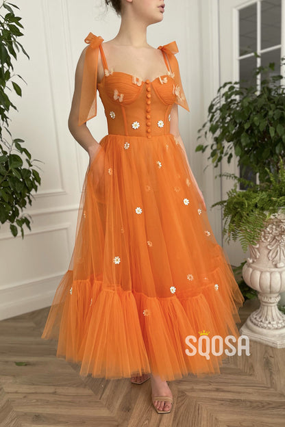Spaghetti Straps Sweetheart Appliques A-line Long Prom Dress with Pockets QP0848|SQOSA