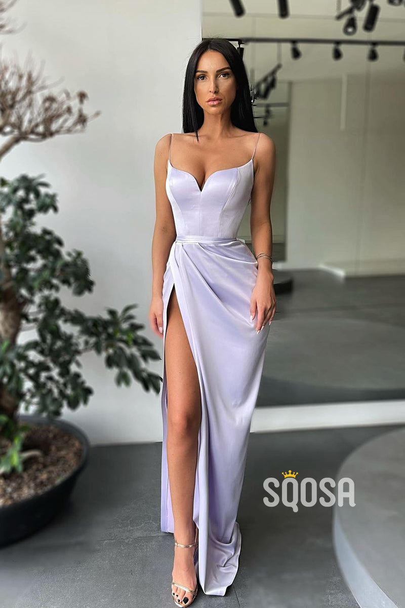 Women's Spaghetti Straps High Split Long Prom Dress QP0945|SQOSA