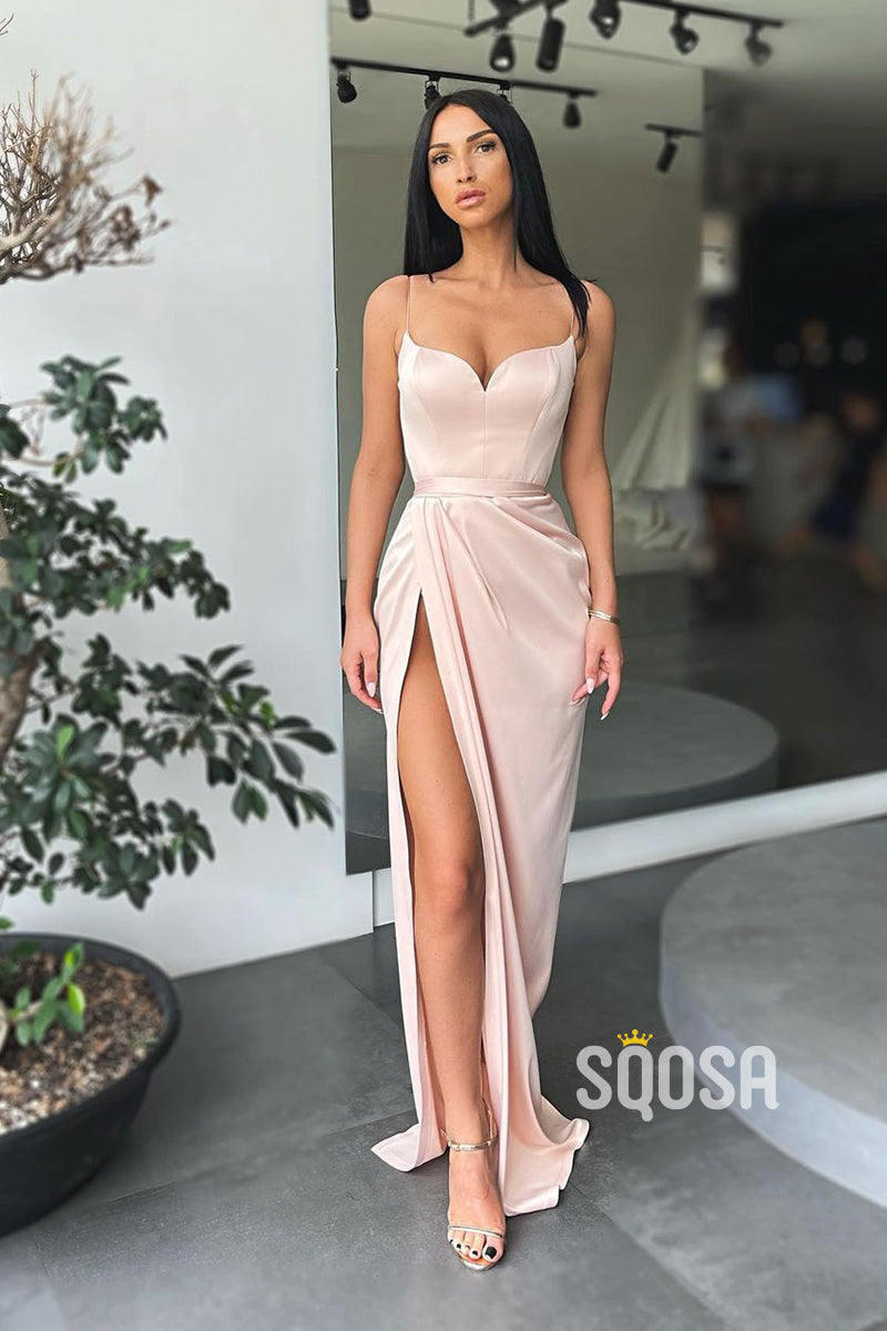 Women's Spaghetti Straps High Split Long Prom Dress QP0945|SQOSA