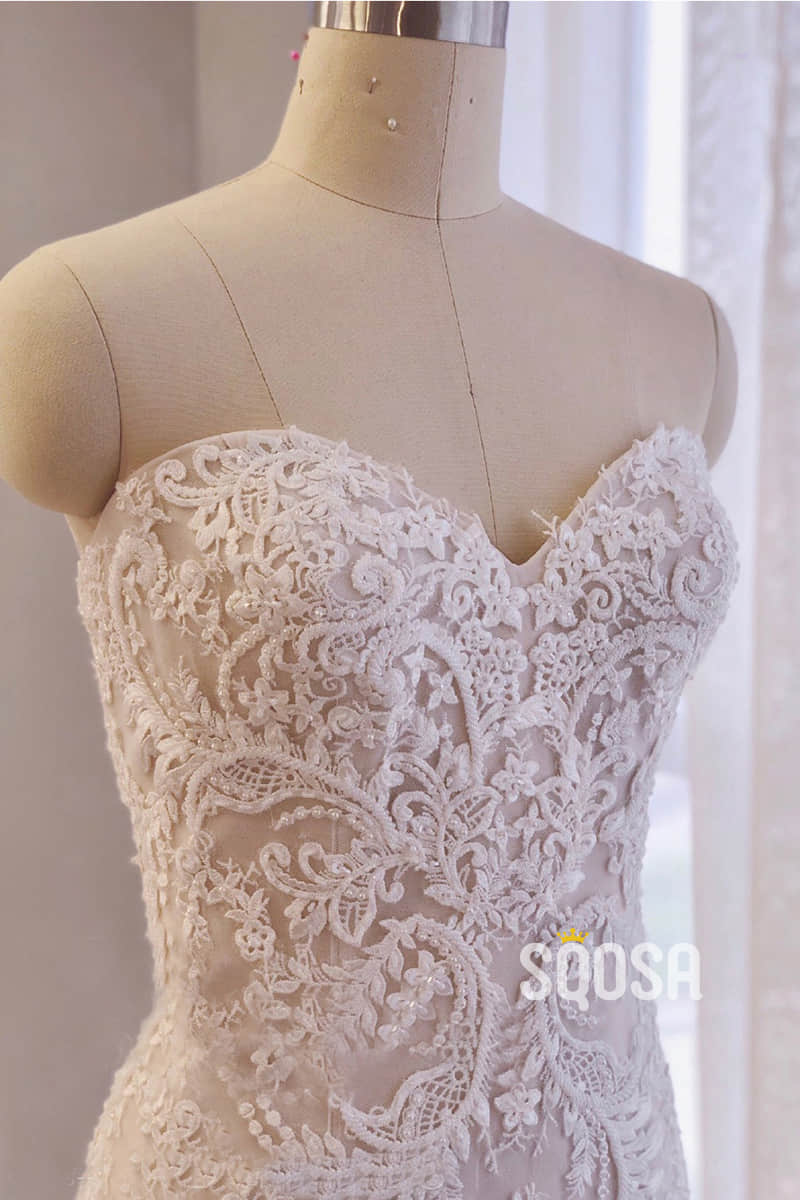 Mermaid/Trumpet Wedding Dress Sweetheart Lace Appliques Wedding Gown QW2450|SQOSA
