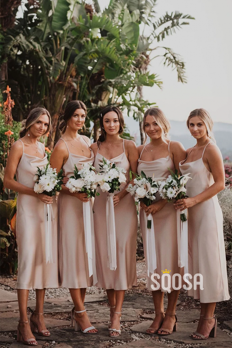 Women's Spaghetti Straps Scoop Short Bridesmaid Dress QB2133|SQOSA