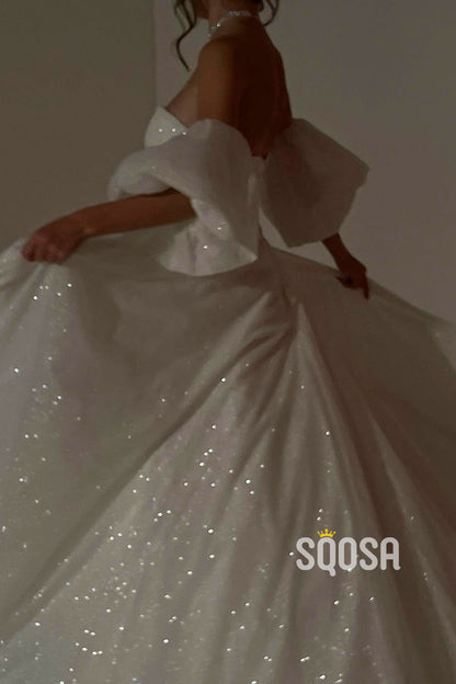 A-line Sweetheart Short Sleeves Rustic Wedding Dress QW2629
