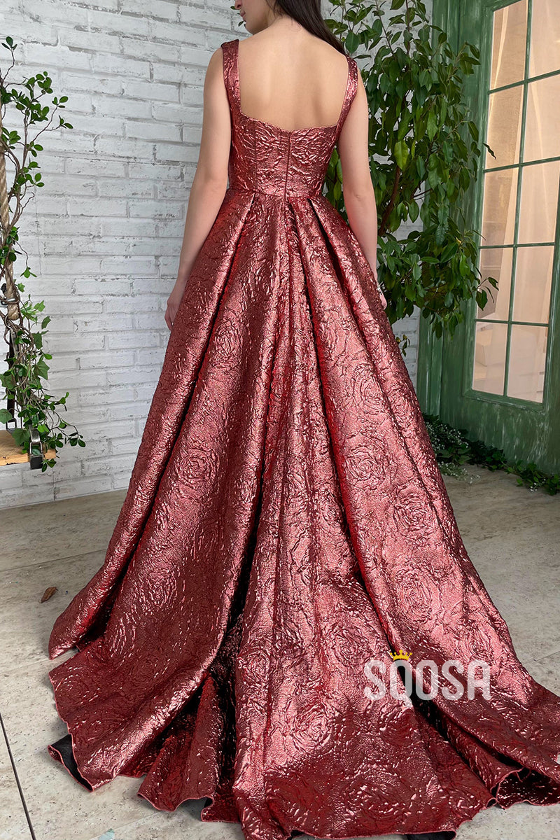 Spaghetti Straps High Split Long Prom Dress with Slit QP2837|SQOSA