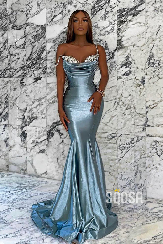 Spaghetti Straps Beads Mermaid Prom Dress QP2843|SQOSA