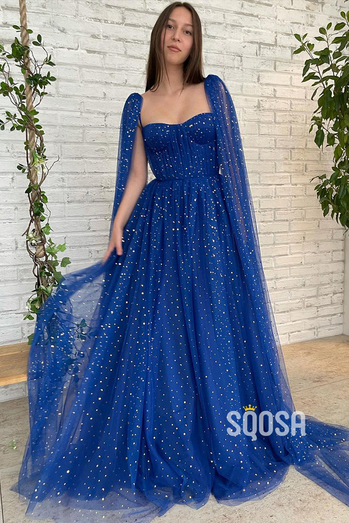 Women's Spaghetti Straps Sparkly Prom Dress with Pockets QP3027|SQOSA
