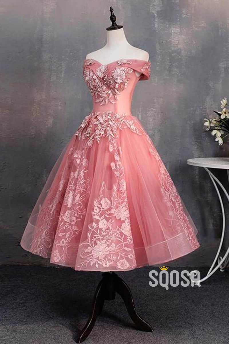 A-line Sweetheart Chic Appliques Vintage Homecoming Dress QS2186|SQOSA
