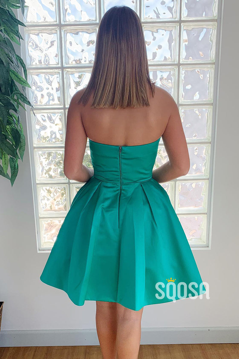 A-line Strapless Cute Homecoming Dress with Pockets QS2381|SQOSA