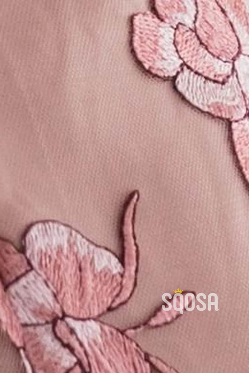 A-line V-neck Spaghetti Straps Lace Homecoming Dress QS2276|SQOSA