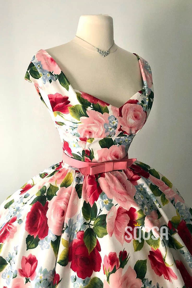 Ball Gown Unique Square Neckline Floral Pageant Dress QS2318|SQOSA