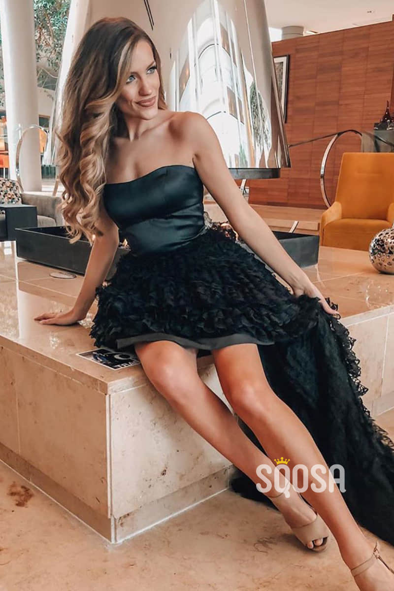 Unique Strapless High Low Homecoming Dress QS2326|SQOSA
