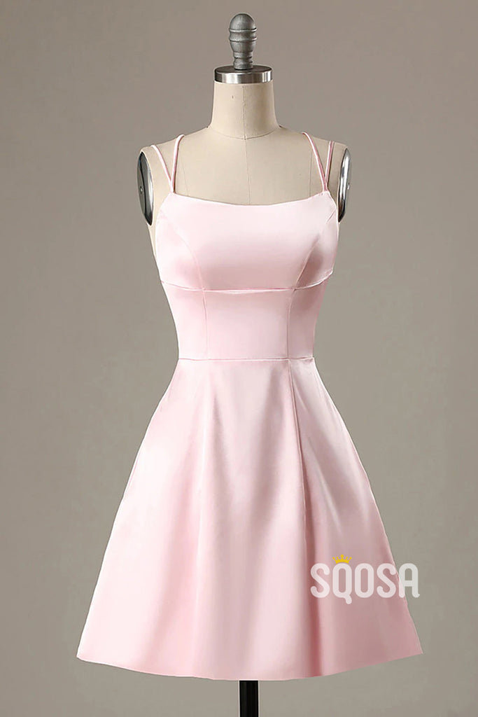 Spaghetti Straps Scoop Simple Cheap Homecoming Dress QS2139|SQOSA