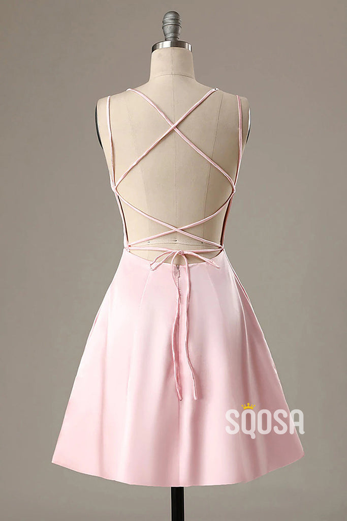 Spaghetti Straps Scoop Simple Cheap Homecoming Dress QS2139|SQOSA
