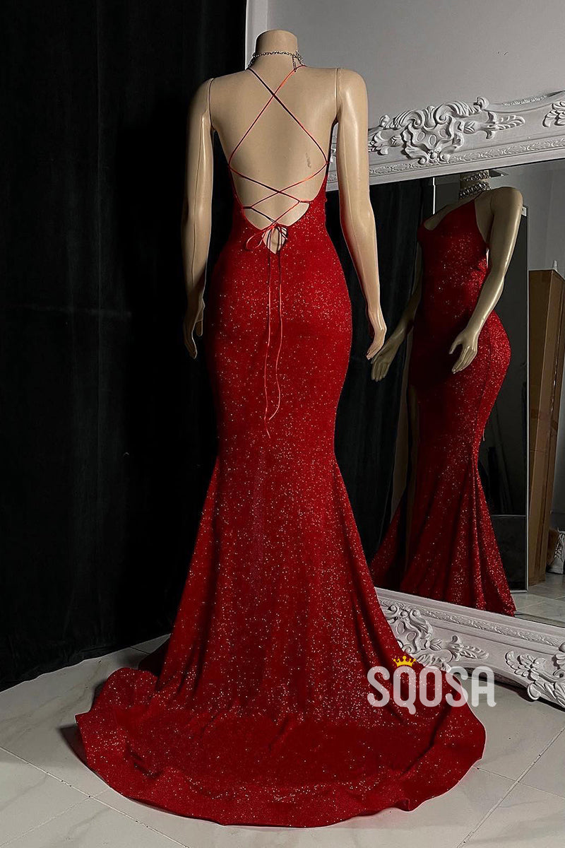 Spaghetti Straps Sparkly Mermaid Prom Dress Black Girls Slay QP0916