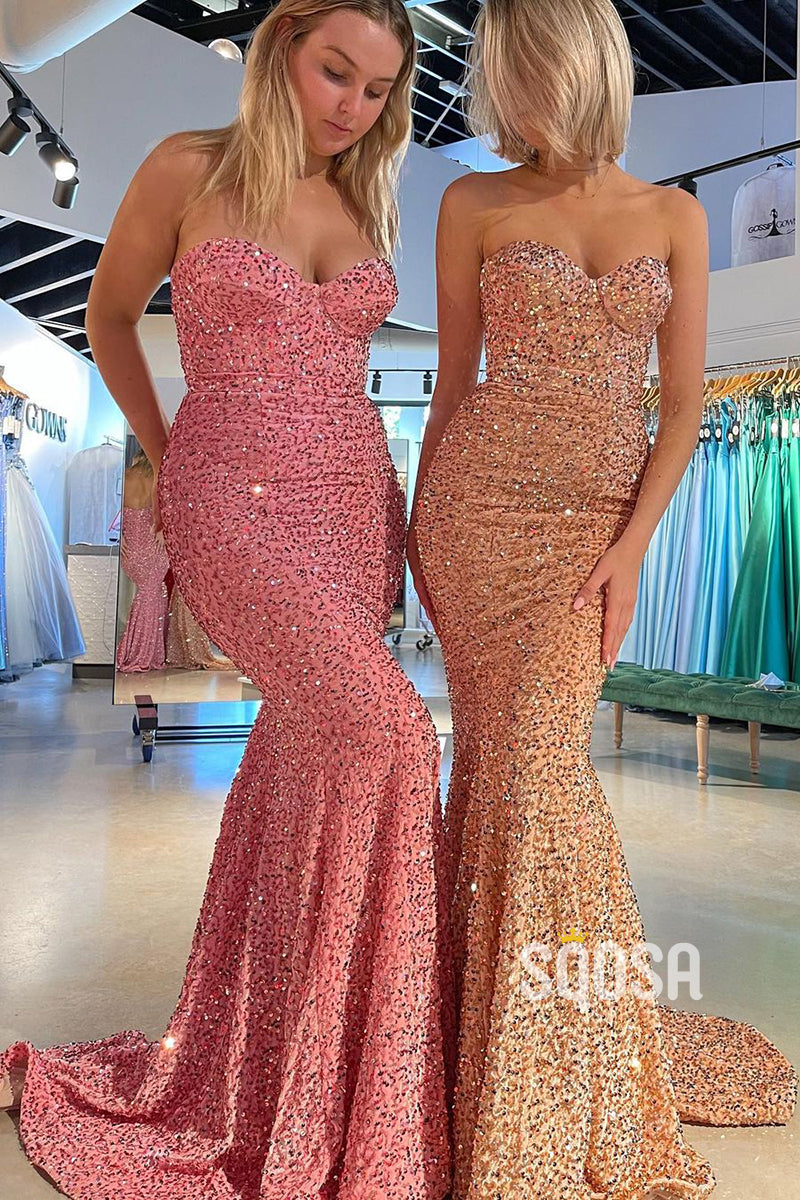 Sweetheart Sequins Mermaid Prom Dress Glitter QP3081|SQOSA