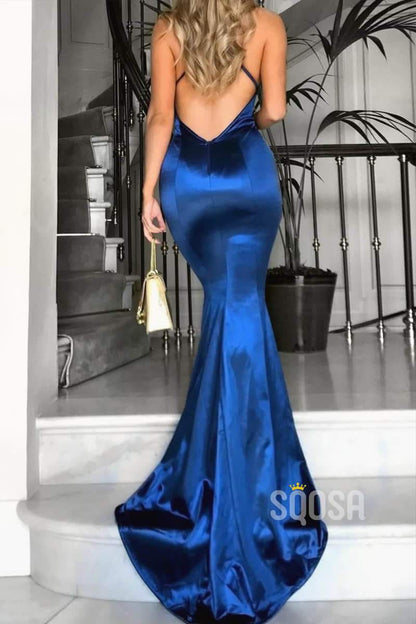 Chic Criss-Cross Straps Royal Blue Mermaid Prom Dress QP2129|SQOSA