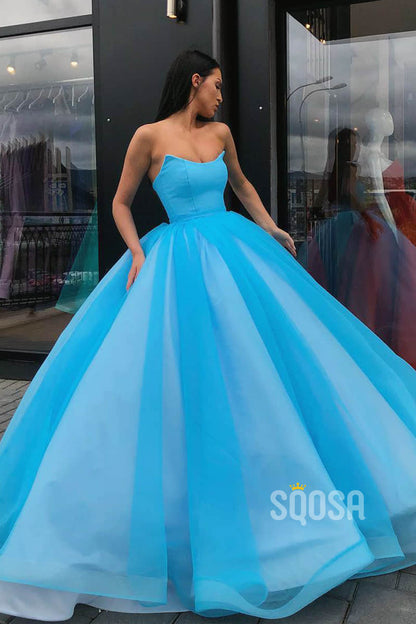 Ball Gown Strapless Long Prom Dress with Pockets Formal Evening Gowns QP2158|SQOSA