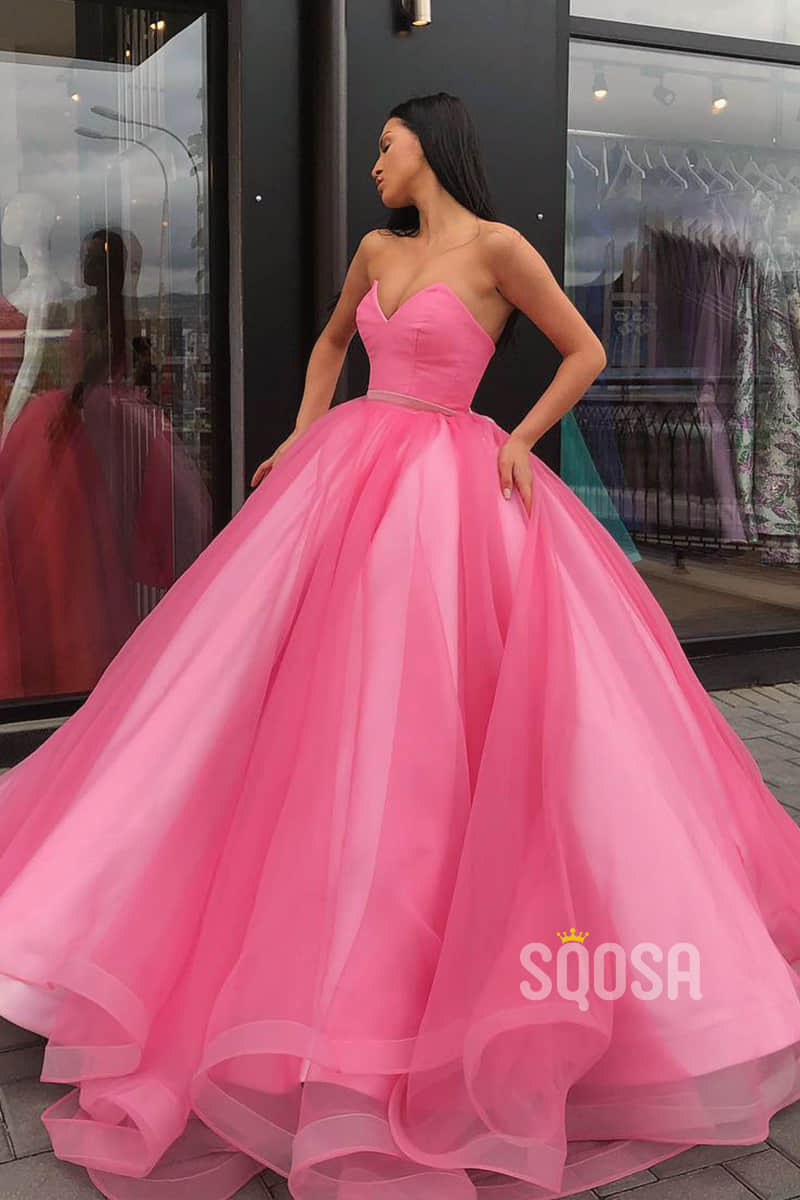 Ball Gown Strapless Long Prom Dress with Pockets Formal Evening Gowns QP2158|SQOSA